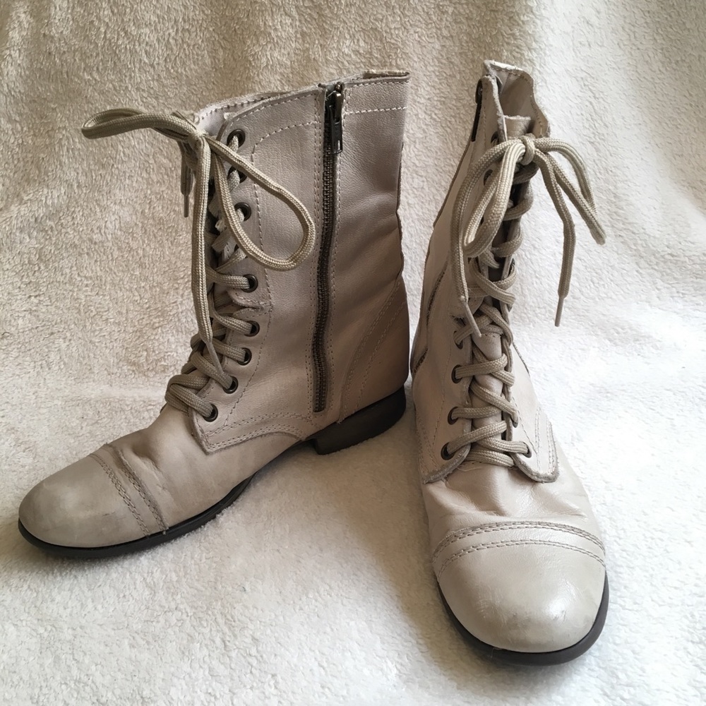 Steve Madden Troopa Boot White Leather